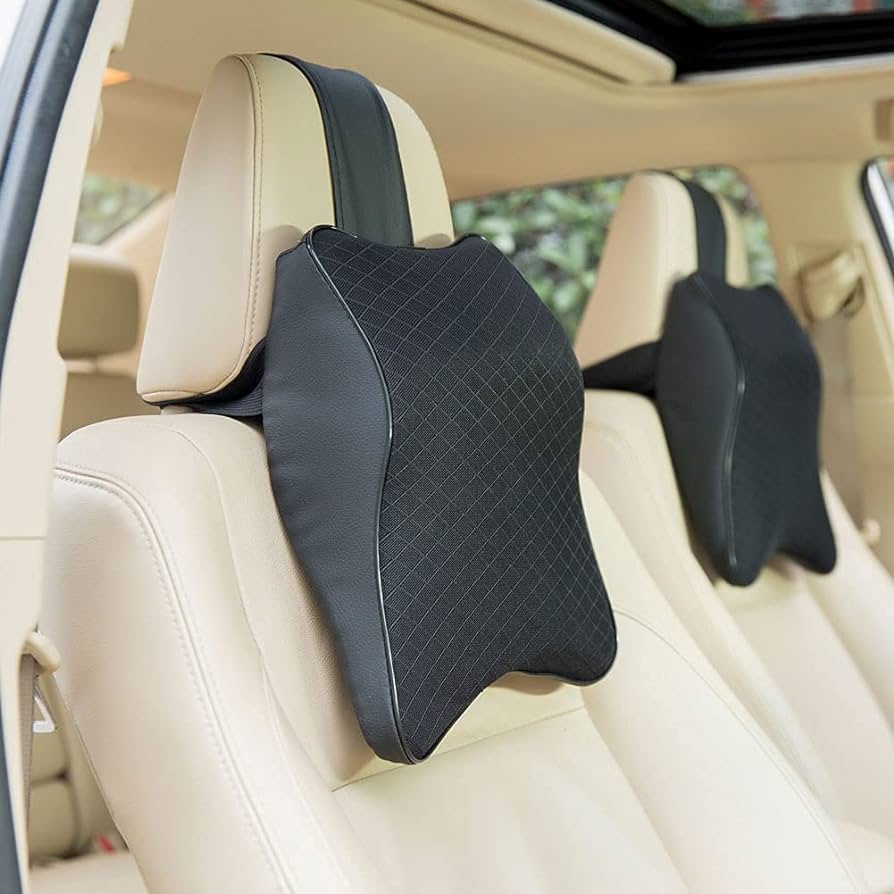 Universal Car Neck Seat Pillow – Soft Memory Foam Headrest (Beige)